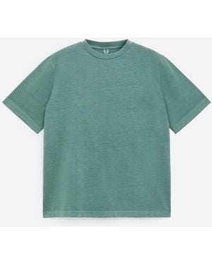 ARKET Garment-Dyed Interlock T-Shirt - Green