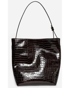 ARKET Croc-Effect Leather Tote - Black