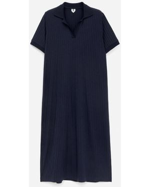 ARKET Rib-Knit Polo Dress - Blue