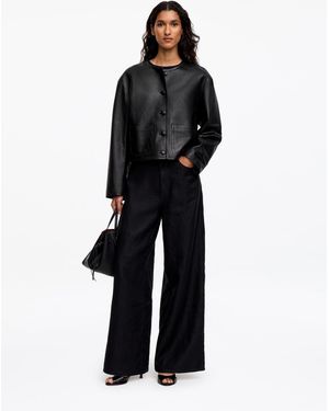 ARKET Collarless Leather Jacket - Black