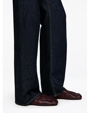 ARKET Fringe Leather Loafers - Blue