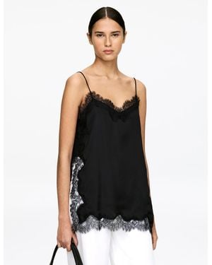 ARKET Lace-Detail Strap Top - Black