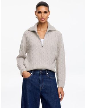 ARKET Kaschmirpullover Mit Kurzem Reißverschluss - Weiß