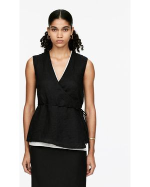 ARKET Linen Wrap Top - Black