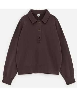 ARKET French Terry Polo Sweatshirt - Brown