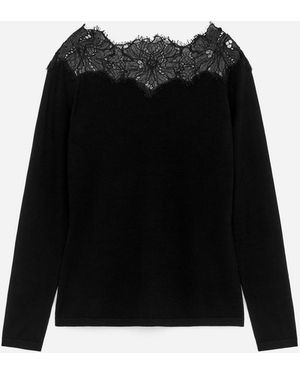 ARKET Lace-Detail Knitted Top - Black