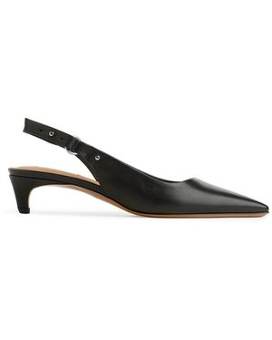 ARKET Slingback Leather Court Shoes - Black