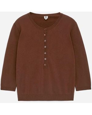 ARKET Cotton Henley Top - Red