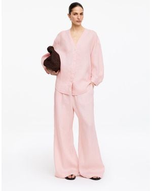 ARKET Wide Linen Trousers - Pink