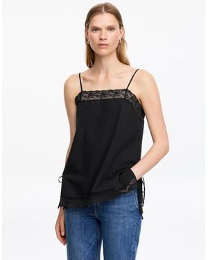 ARKET Lace-Trim Cotton Strap Top - Black