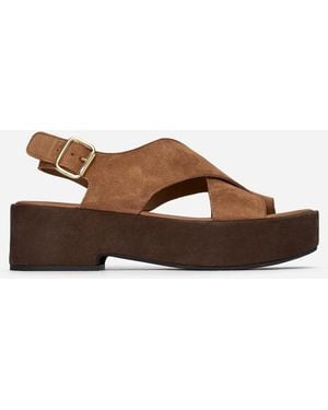 ARKET Split Suede Wedge Sandals - Brown