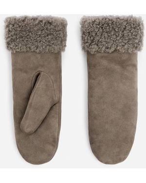 ARKET Lined Suede Mittens - White