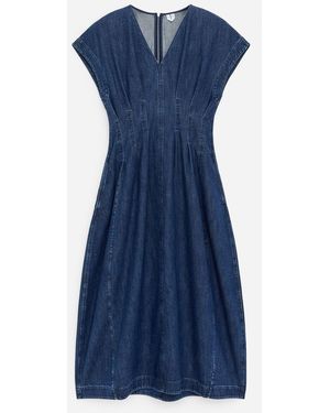 ARKET Pleated Denim Dress - Blue
