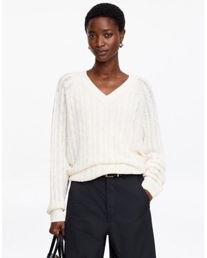 ARKET Zopfstrickpullover Mit V-Ausschnitt - Weiß