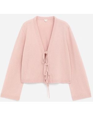 ARKET Wool Tie-Front Cardigan - Pink