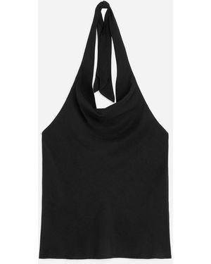 ARKET Linen Blend Halterneck Top - Black