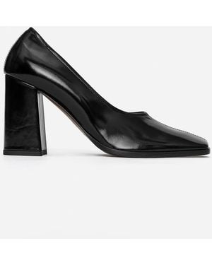 ARKET Block Heel Leather Court Shoes - White