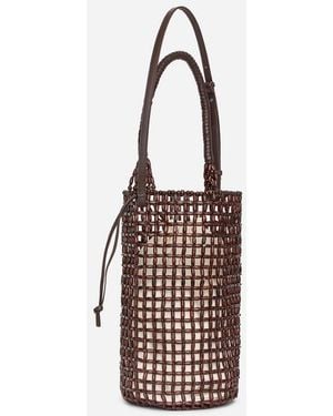 ARKET Leather-Trim Beaded Bag - Brown