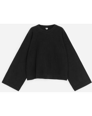 ARKET Cut-Out Cotton Jumper - Black