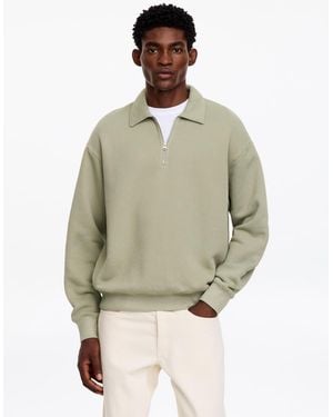 ARKET Half Zip Cotton Sweatshirt - Green