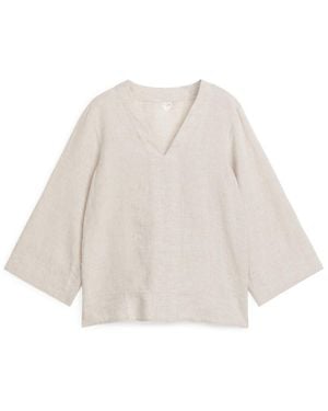 ARKET Pop-Over Linen Shirt - Natural