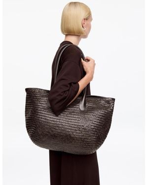 ARKET Woven Leather Tote - Brown
