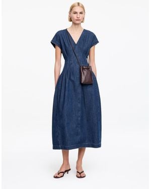ARKET Pleated Denim Dress - Blue