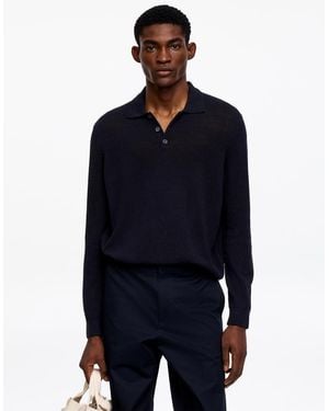 ARKET Linen Blend Polo Shirt - Blue