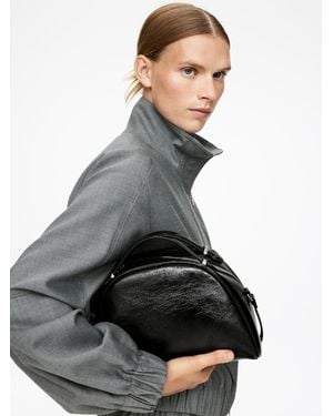 ARKET Lacquered Leather Crossbody Bag - Grey