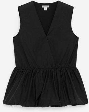 ARKET Peplum Taffeta Top - Black
