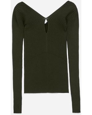ARKET V-Neck Rib Top - Black