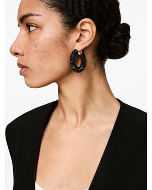 ARKET Beaded Hoop Earrings - Black