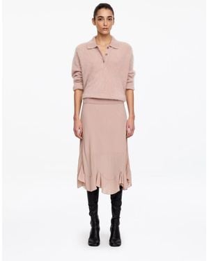 ARKET Frill-Hem Midi Skirt - Pink