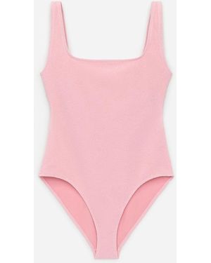 ARKET Crinkle Square Neck Swimsuit - Pink