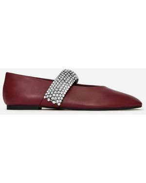 ARKET Rhinestone Leather Flats - Black