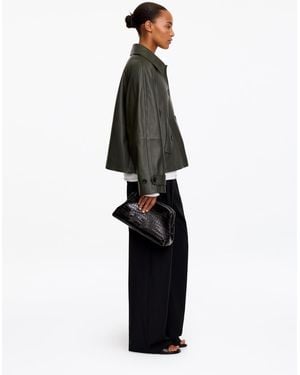 ARKET A-Line Leather Jacket - Black