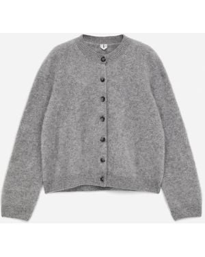 ARKET Pure Brushed-Cashmere Cardigan - Grey