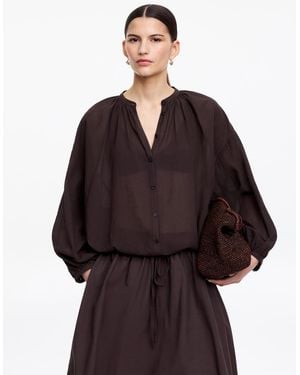 ARKET Crepe Drawstring Blouse - Brown