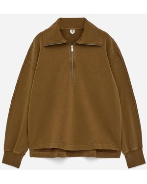 ARKET Half-Zip Sweatshirt - Natural