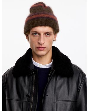 ARKET Striped Fold-Up Beanie - Black