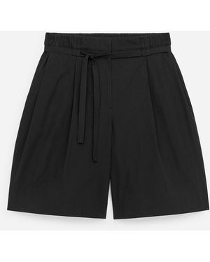 ARKET Pleated Cotton Poplin Shorts - Black