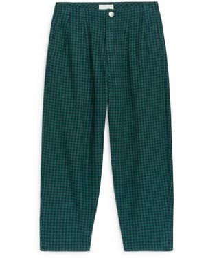 ARKET Gingham Flannel Trousers - Green