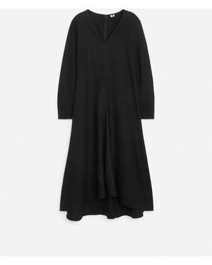 ARKET Flared Wool-Blend Midi Dress - Black