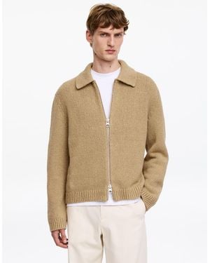 ARKET Cotton Blend Zip Cardigan - Natural