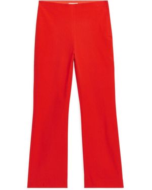 ARKET Cropped Cotton Stretch Trousers - Red