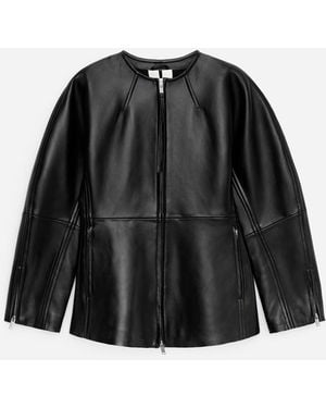 ARKET Sculptural Leather Jacket - Black