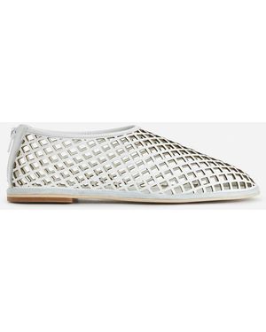 ARKET Cut-Out Leather Flats - White