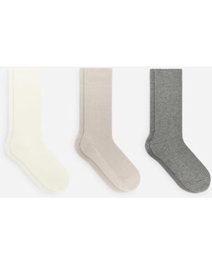 ARKET Supima Cotton Rib Socks Set Of 3 Pairs - White
