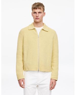 ARKET Cotton Blend Zip Cardigan - Yellow