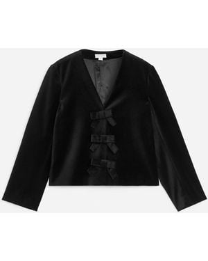 ARKET Velvet Bow Blouse - Black